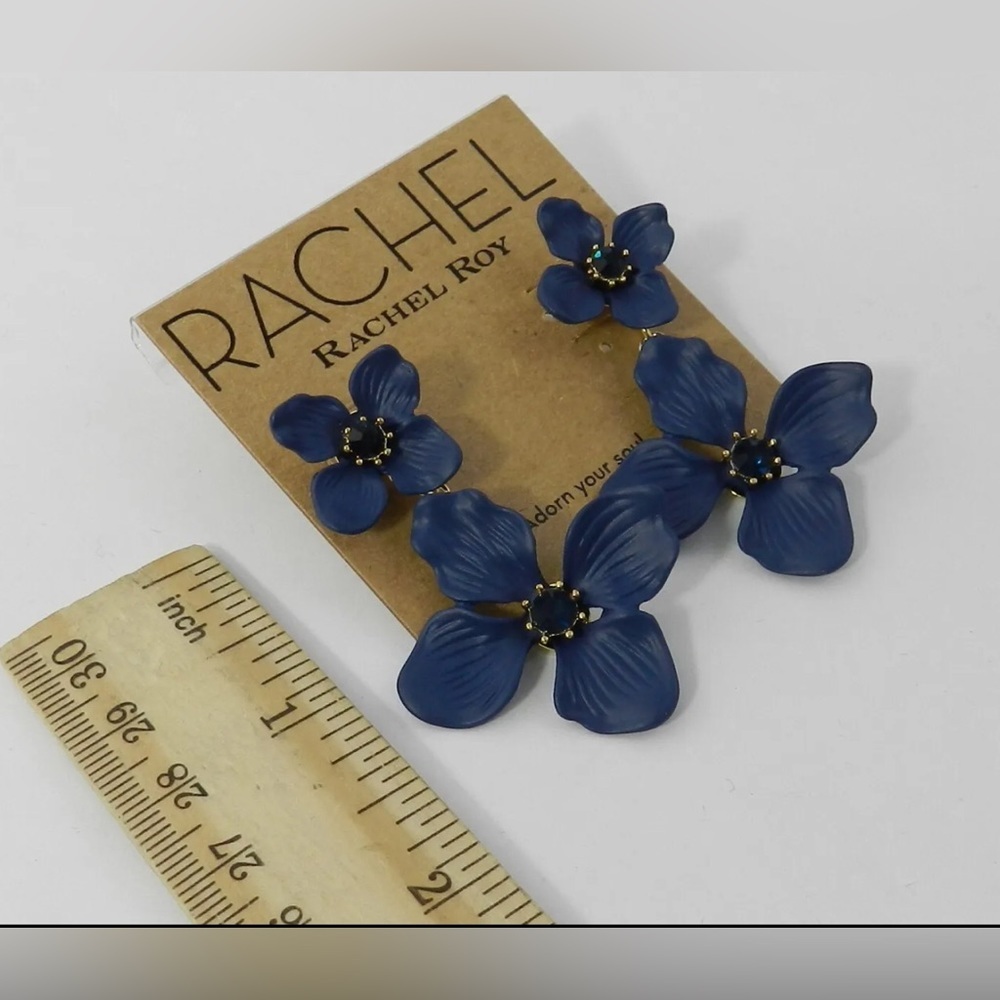 RACHEL RACHEL ROY Gold-Tone Crystal Flower Double Drop Earrings - Picture 3 of 3